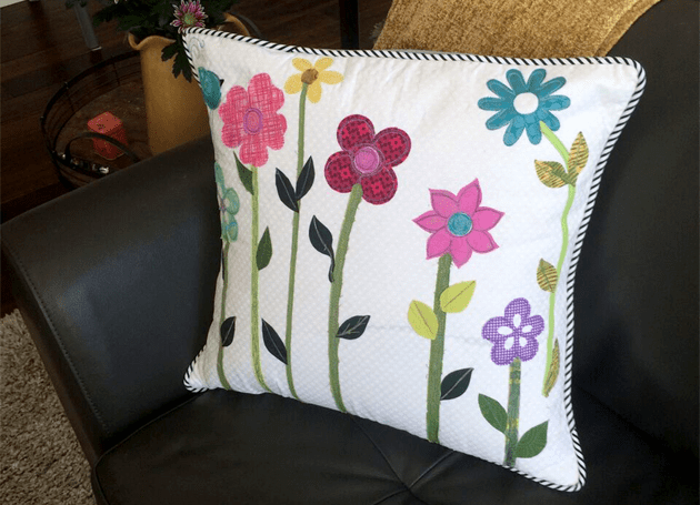 gift mom, thread painted pillow